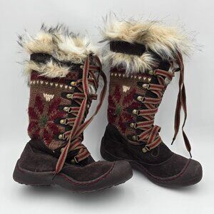The Mukluks Knit Faux Fur Winter Boots Brown Size 6 Outdoor Snowproof